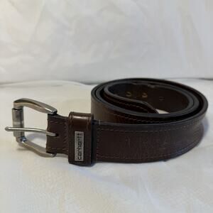 Carhartt Men's Brown Leather Adjustable Buckle Belt Size 44 Pre-owned Used